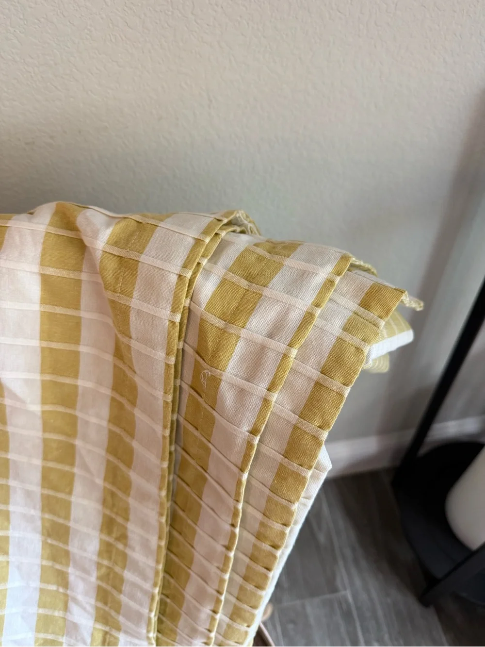 Anthropologie Cotton Woven Stripe Curtain maize yellow